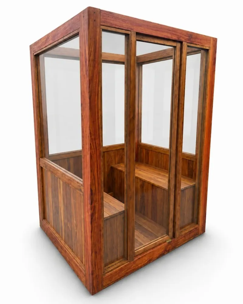 SAUNA BBB 4 LUGARES DE MADEIRA & VIDRO - ÚMIDA (VAPOR)