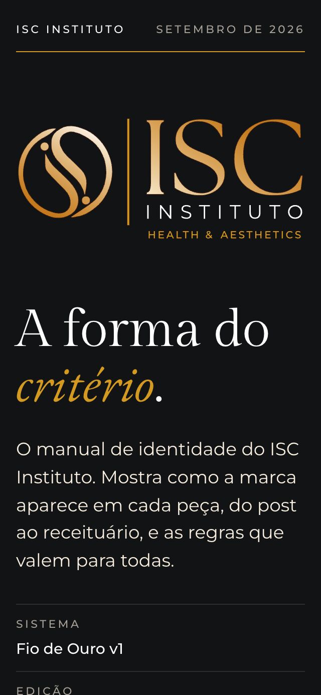 A capa do manual num celular de 320 pixels: marca, título e texto em uma coluna