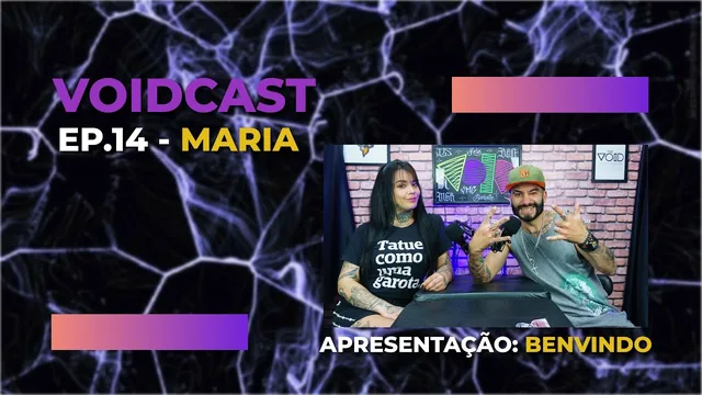 Miniatura atual do VOIDCAST: estúdio de tijolos com degradê roxo e laranja